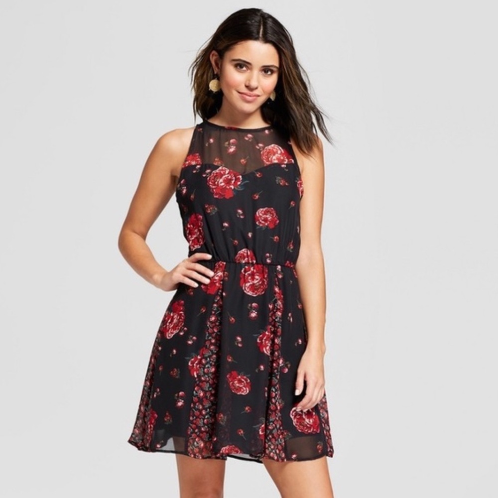 Womens Floral Sleeveless Dress SZ L
